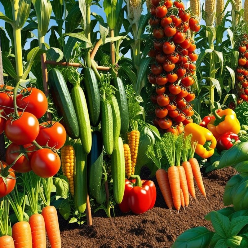 companion vegetable; corn, tomato, cucumber, pepper, carrot and basil.