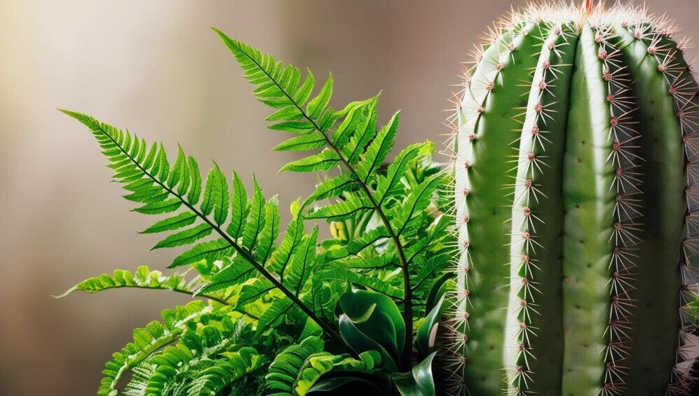 Fern, and Cactus plants