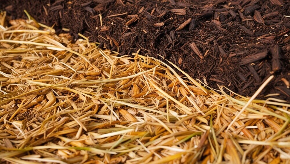 Mulch, and straw.