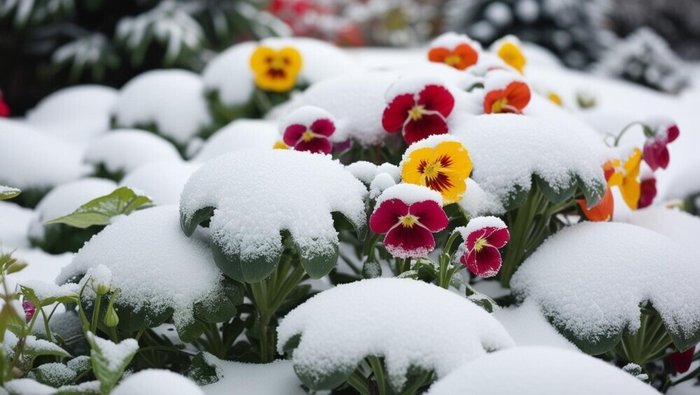 snow on plants 